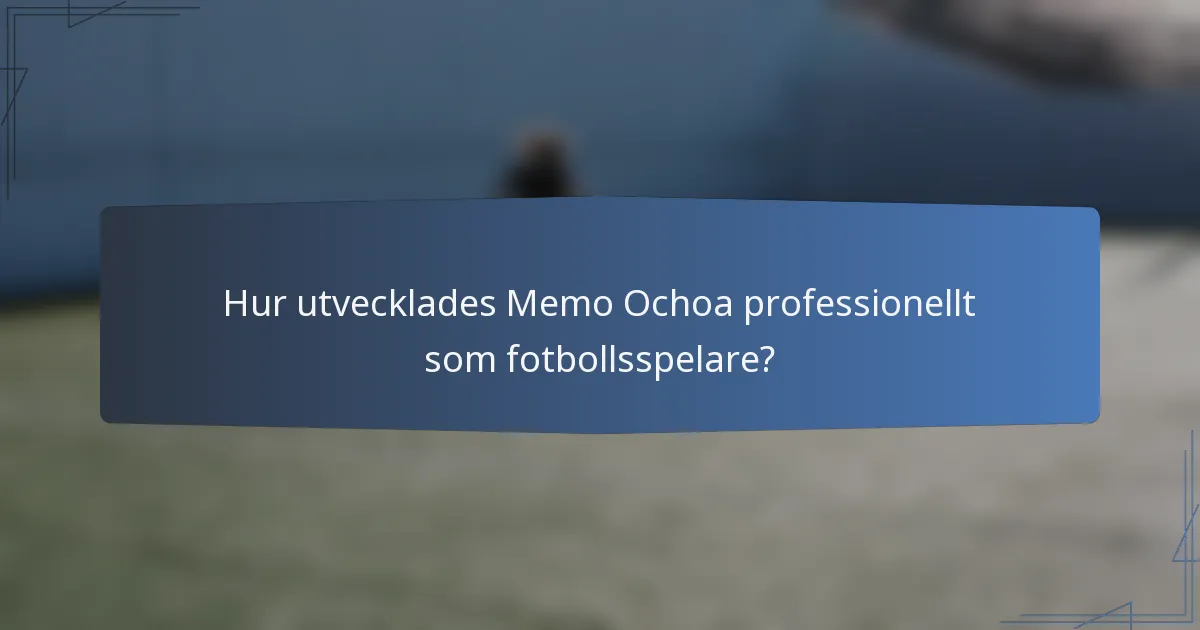 Hur utvecklades Memo Ochoa professionellt som fotbollsspelare?